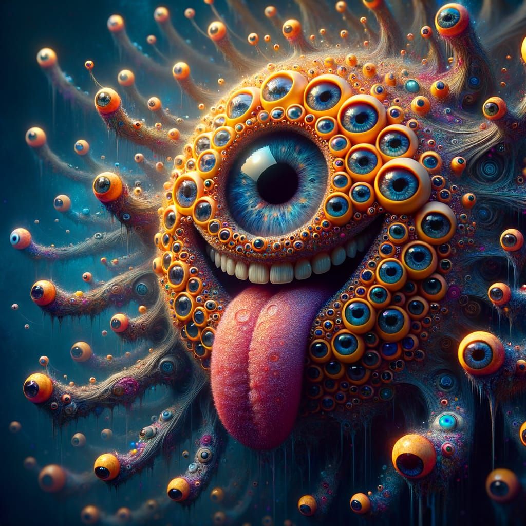 Surreal Emoji Concept Art with Realistic Eyes