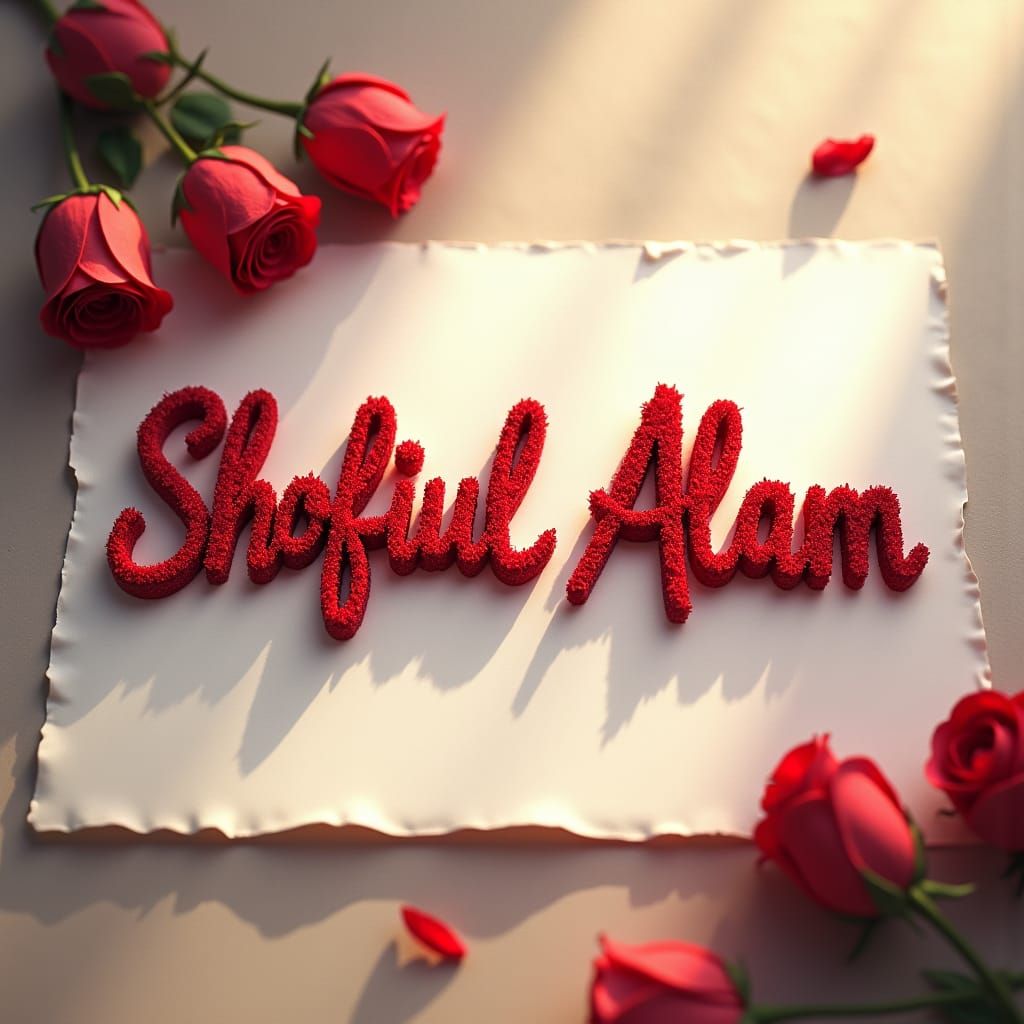 Floral Name Art: "Shofiul Alam" in Roses