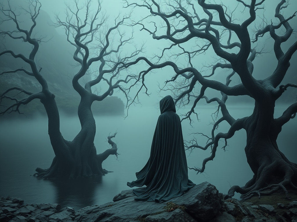 Mysterious Woman by Loch in Dark Surrealist Style