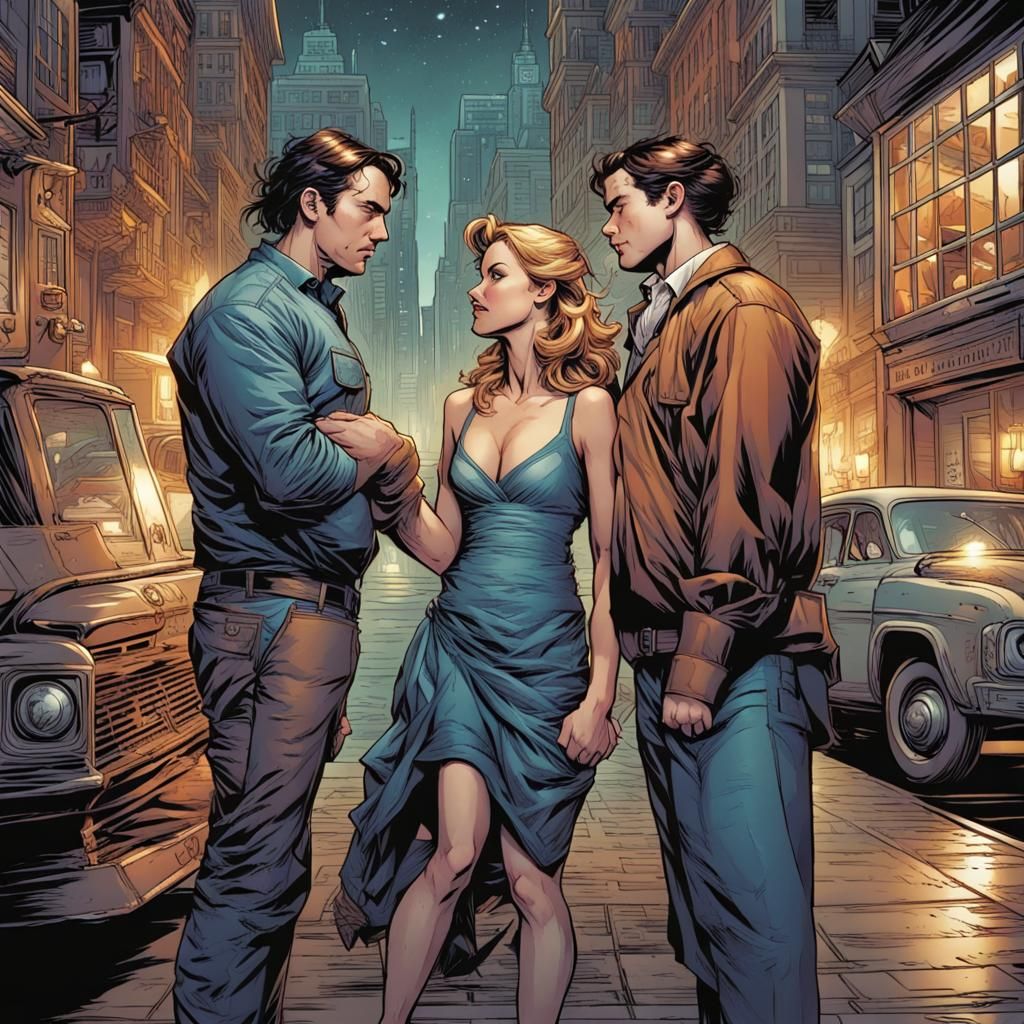 Comic Book Art Depicting Love and Intimacy