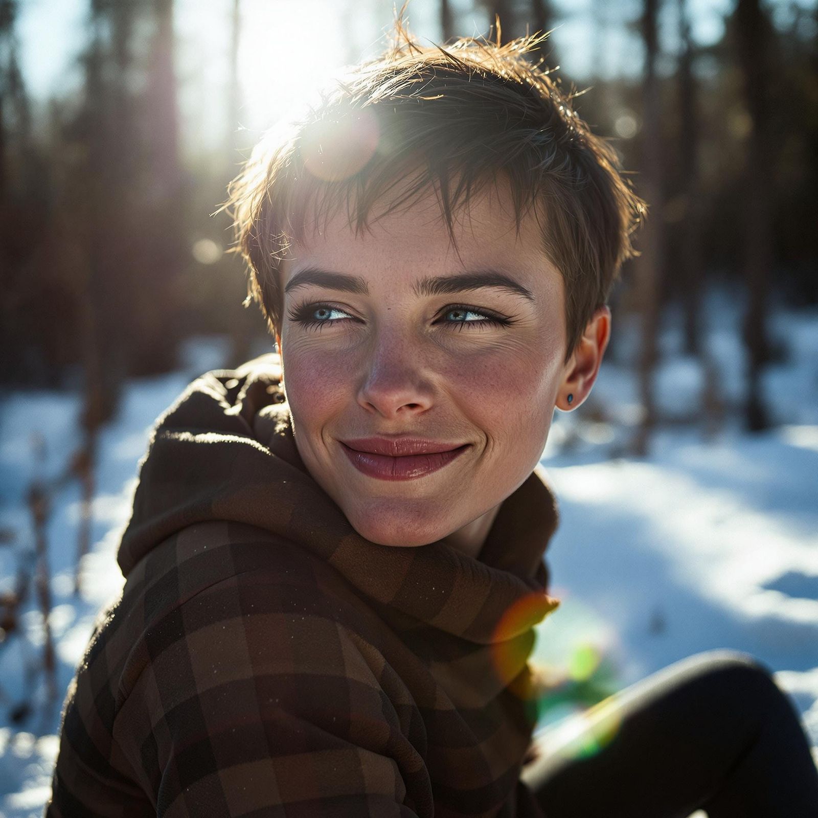 Serene Colorado Woman Amidst Winter Forest