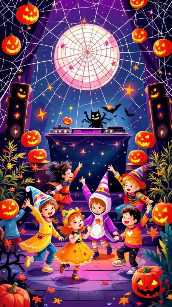Halloween Disco Party in Pop Art Style