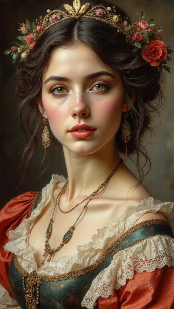Elegant French Woman Portrait in Hyperreal Style