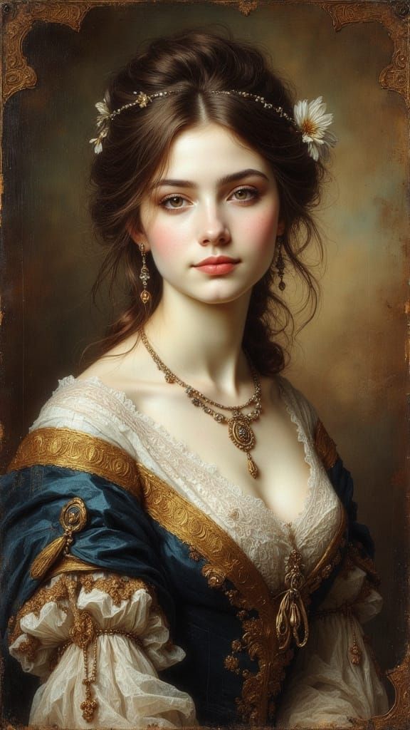 Elegant French Woman Portrait in Hyperreal Style