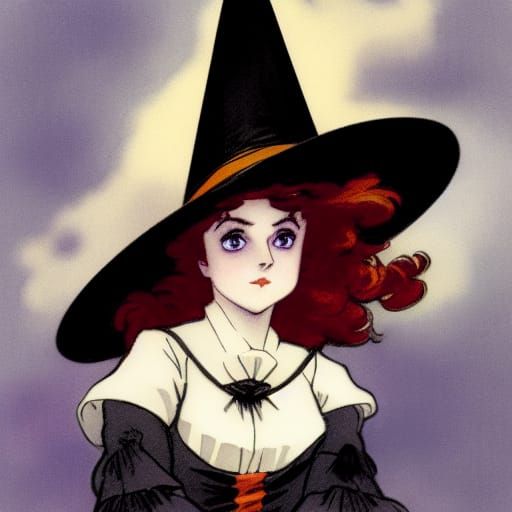 Gibson Girl as Anime Witch in Ghibli Style