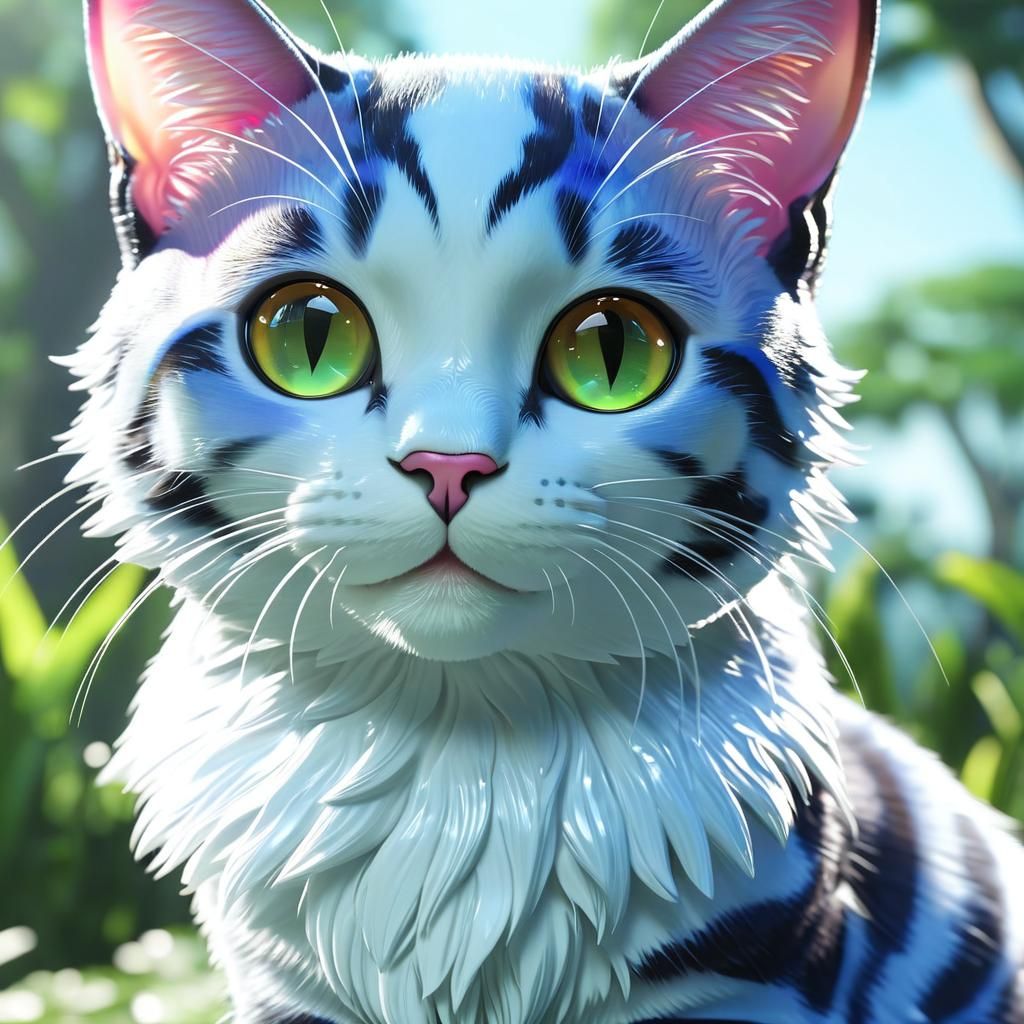 Glass Cat Portrait in WLOP Art Style