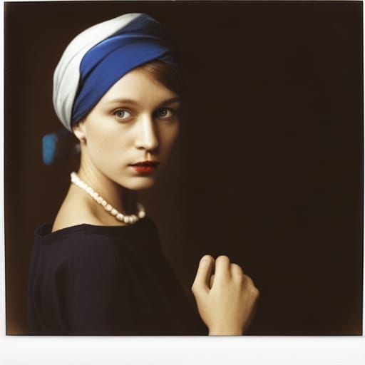 Girl with Pearl Earring in 1980s Polaroid Style