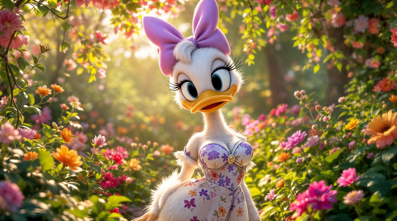 Ethereal Garden Goddess in Playful Floral Attire