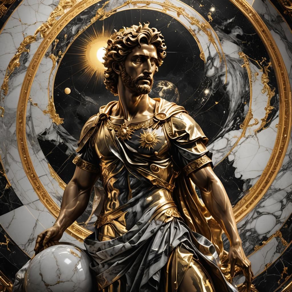 Baroque Solar Deity in Marble and Gold