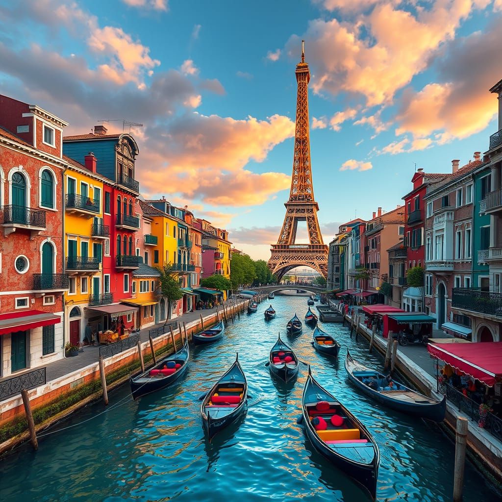 Venice Meets Paris: A Fantastical Cityscape