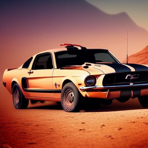 Post-Apocalyptic Ford Mustang Fantasy Painting