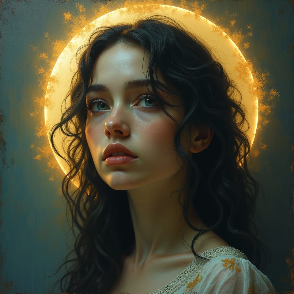 Ethereal Portrait of Woman Lost in Thought