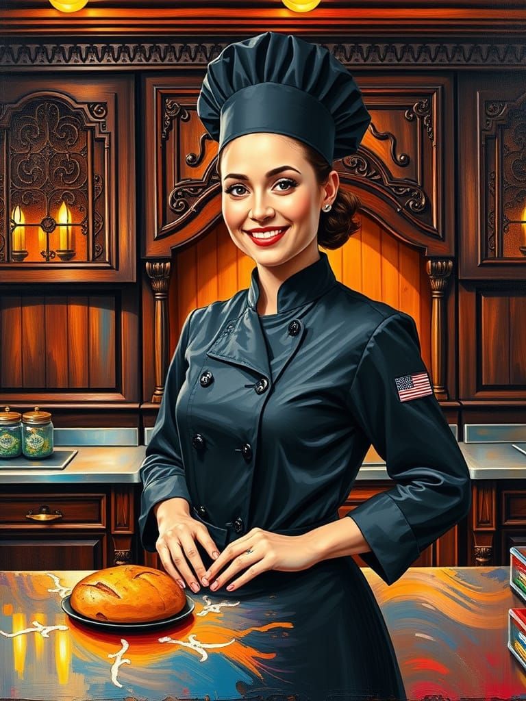 Vibrant Chef in a Dynamic Kitchen Scene
