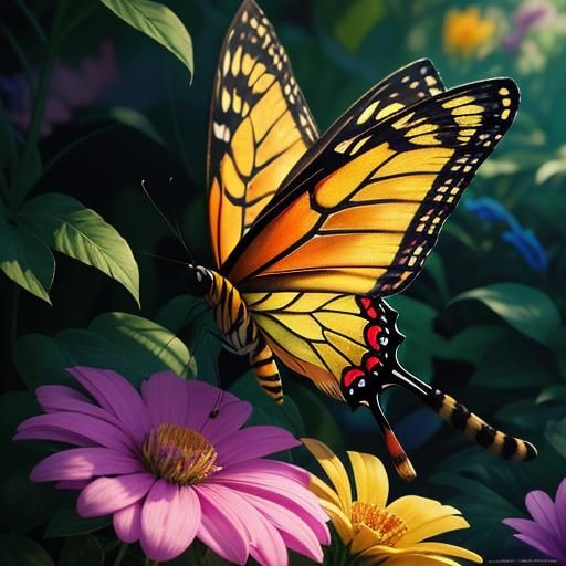 Baby Tiger with Butterfly Wings in Candy Art Style