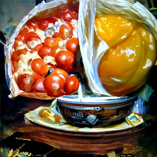 Food Still Life as Oil Painting