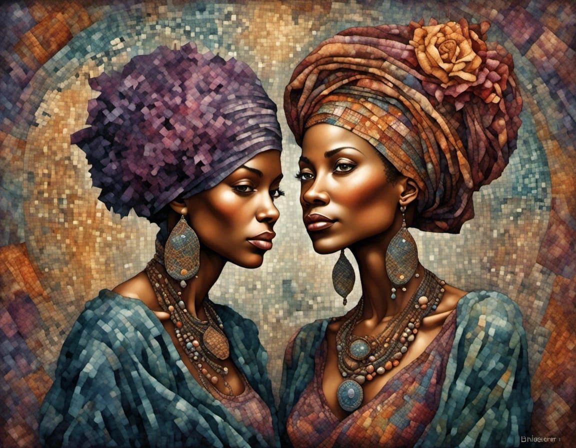 Black Women in Mural Style Digital Tapestry