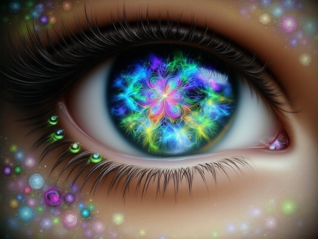 Woman's Eye with Kaleidoscope Iris in Jewel Tones