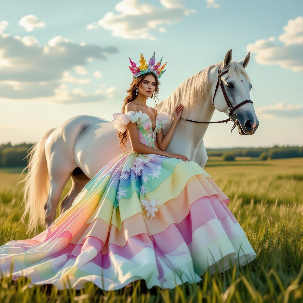 Butterfly Gown Editorial Portrait in Pastel Colors