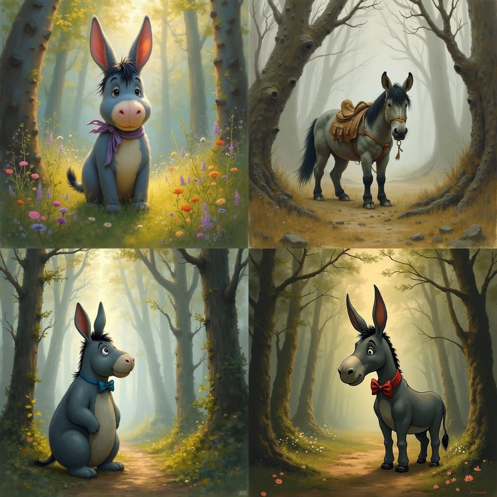Eeyore in Oil Painting Style