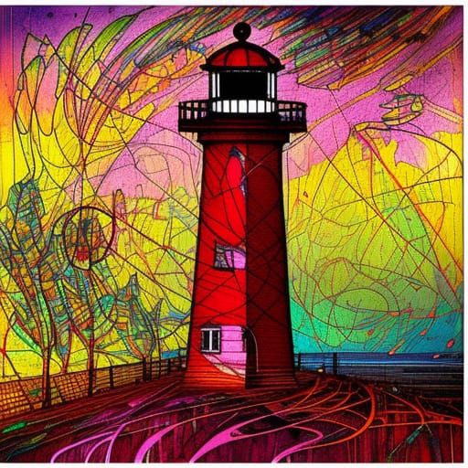 Lighthouse in Foggy Night: Open Impressionism