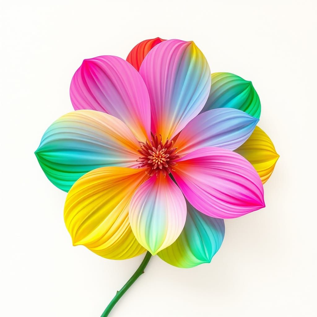 Vibrant Oversized Rainbow Flower in Dreamy Digital Art Style