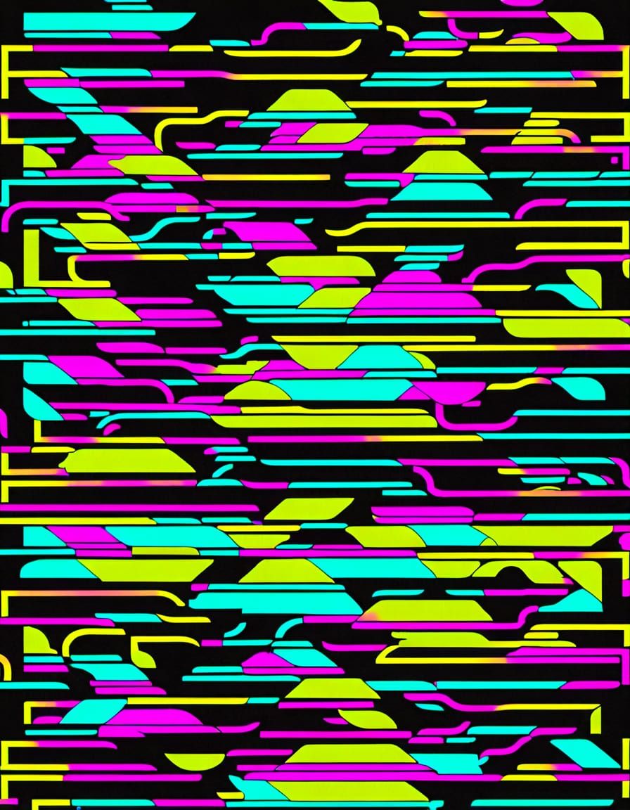 Neon Geometric Patterns in Cyberpunk Style