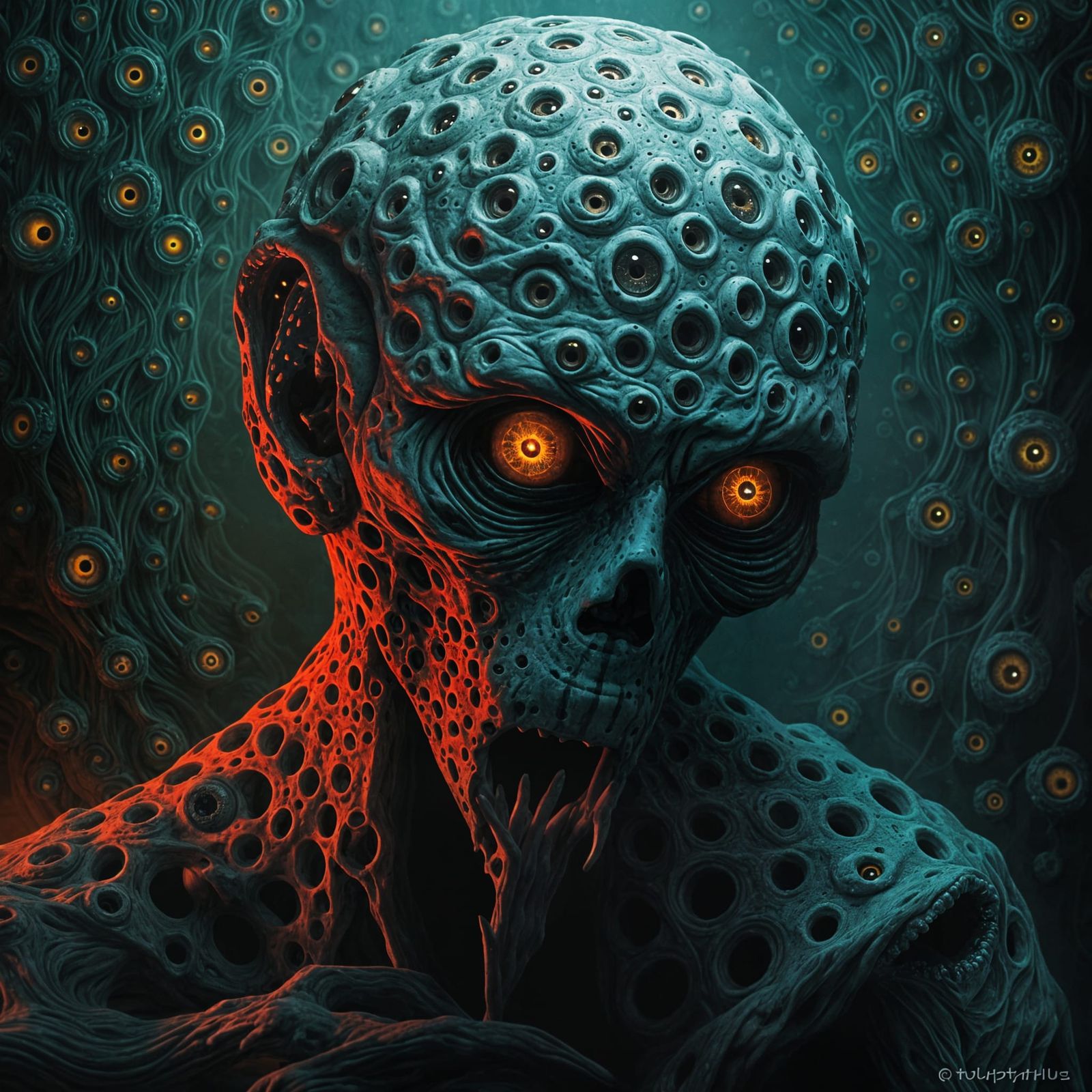 Nightmarish Figure With Holes and Eyes, Tryptophobia Art