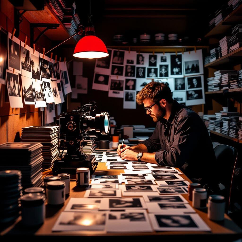 Photographer's Darkroom in Moody, Shadowy Light