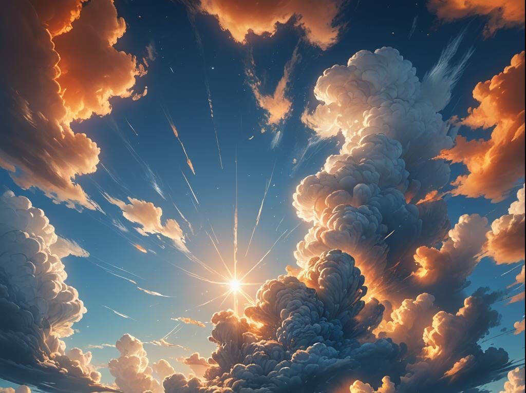 Radiant Light Illuminates Clear Sky: Fantasy Concept Art