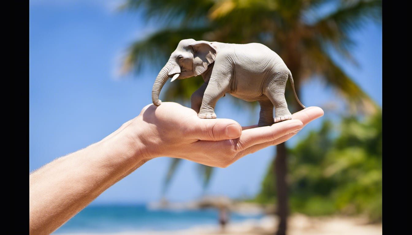 Elephant on Sunny Naturist Beach: Professional Photography