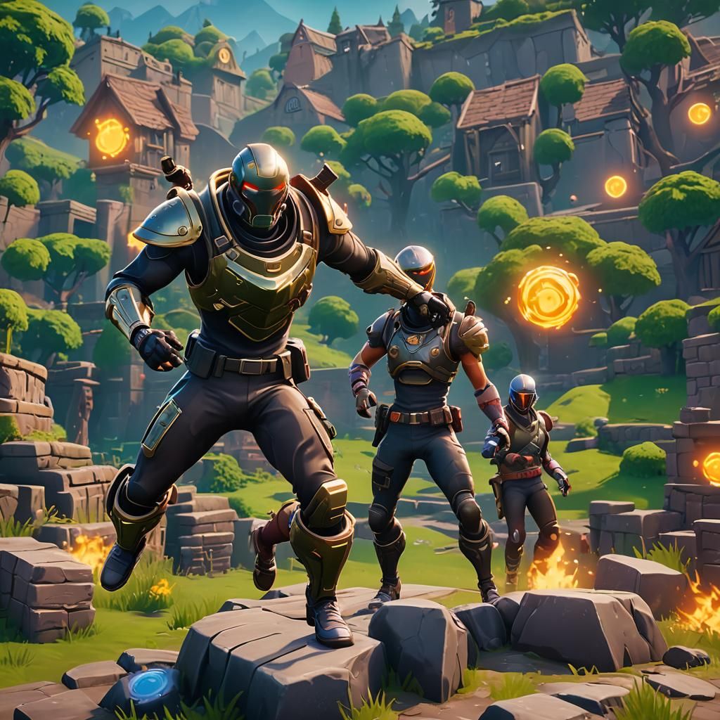 Fortnite Character Performing Greedy Emote in Fantasy Art