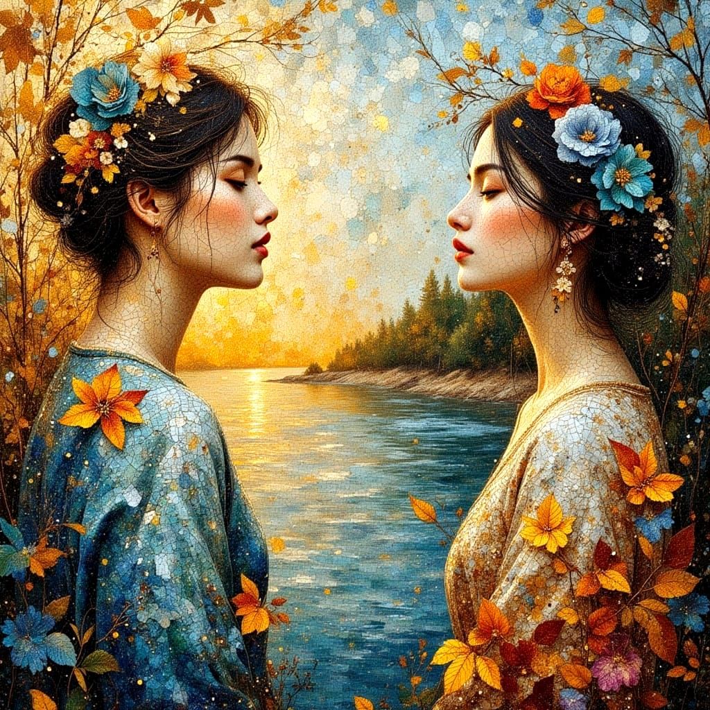 Mosaic River of Loss: A Vibrant Textured Artwork