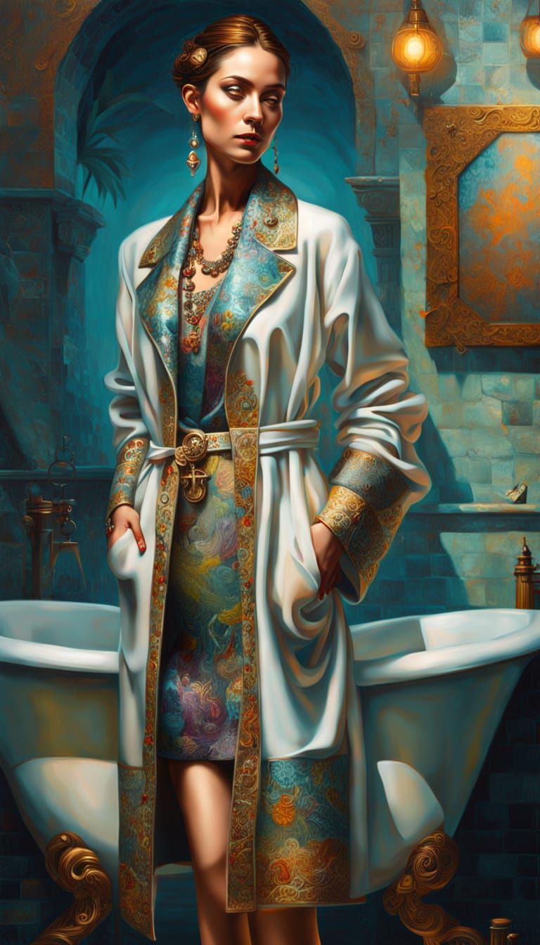 Argentinian Woman in Vibrant Surrealist Oil Painting