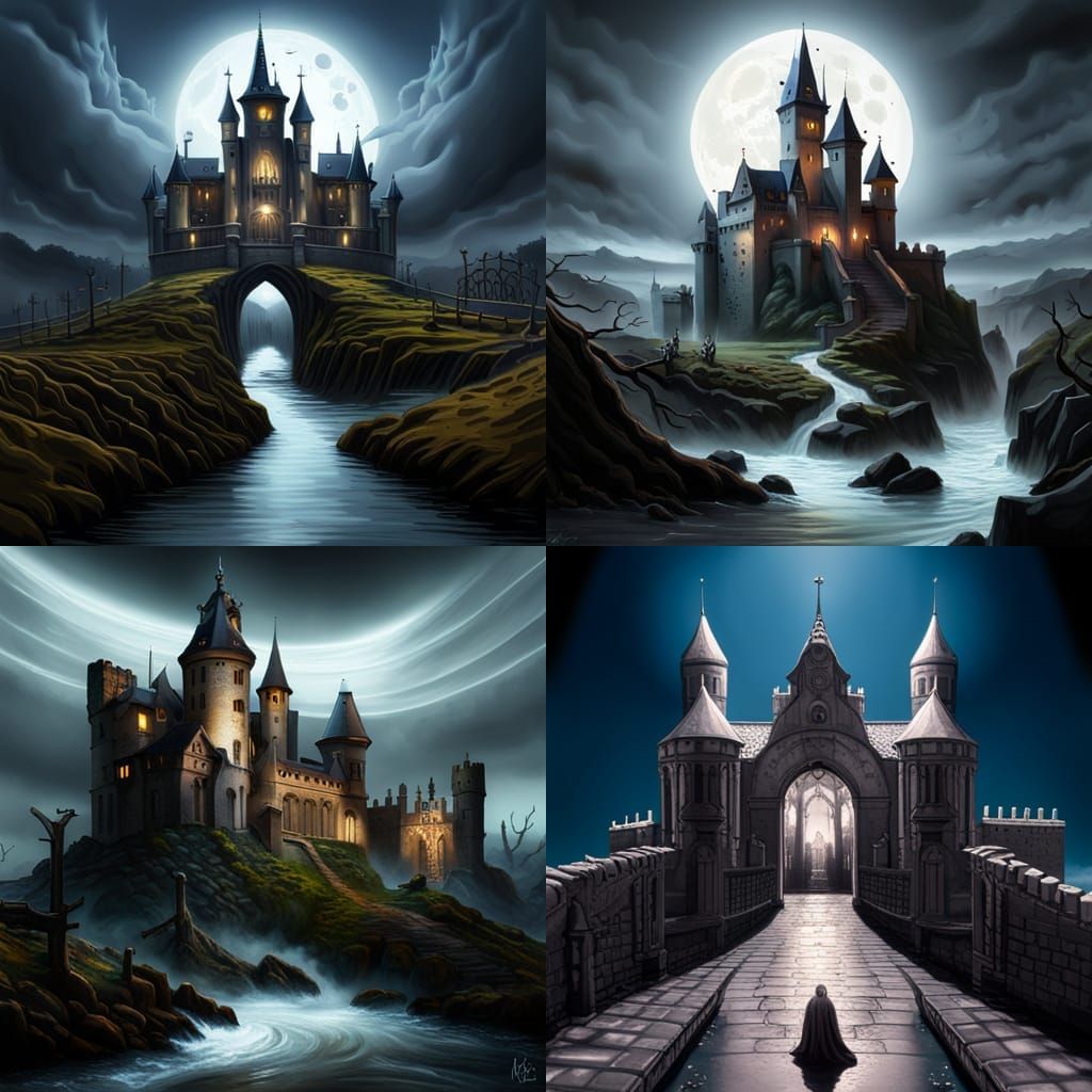 Haunted Castle Painting in Hyperrealistic Style