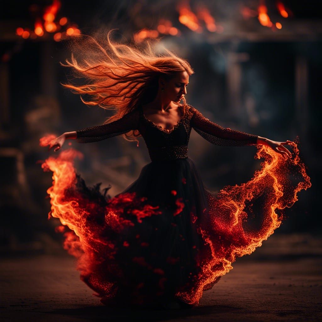 Fiery Witch Emerges from Ashes: DSLR Photography