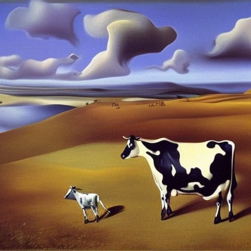 Surreal Cows Grazing: Salvador Dali Style