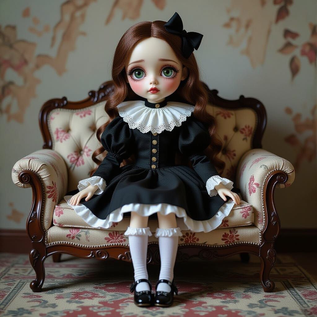 Antique Porcelain Doll in Dark Fantasy Style