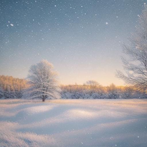 Serene Winter Meadow in Golden Hour Light