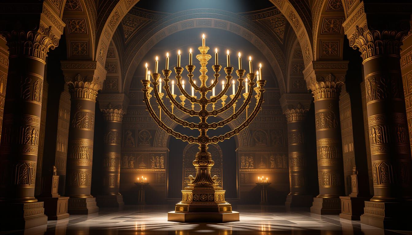 Giant Menorah Shines in Solomon's Temple