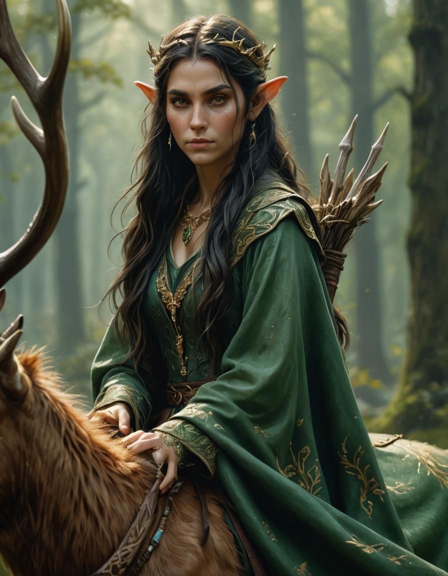 Elf on Deer: Detailed Fantasy Matte Painting