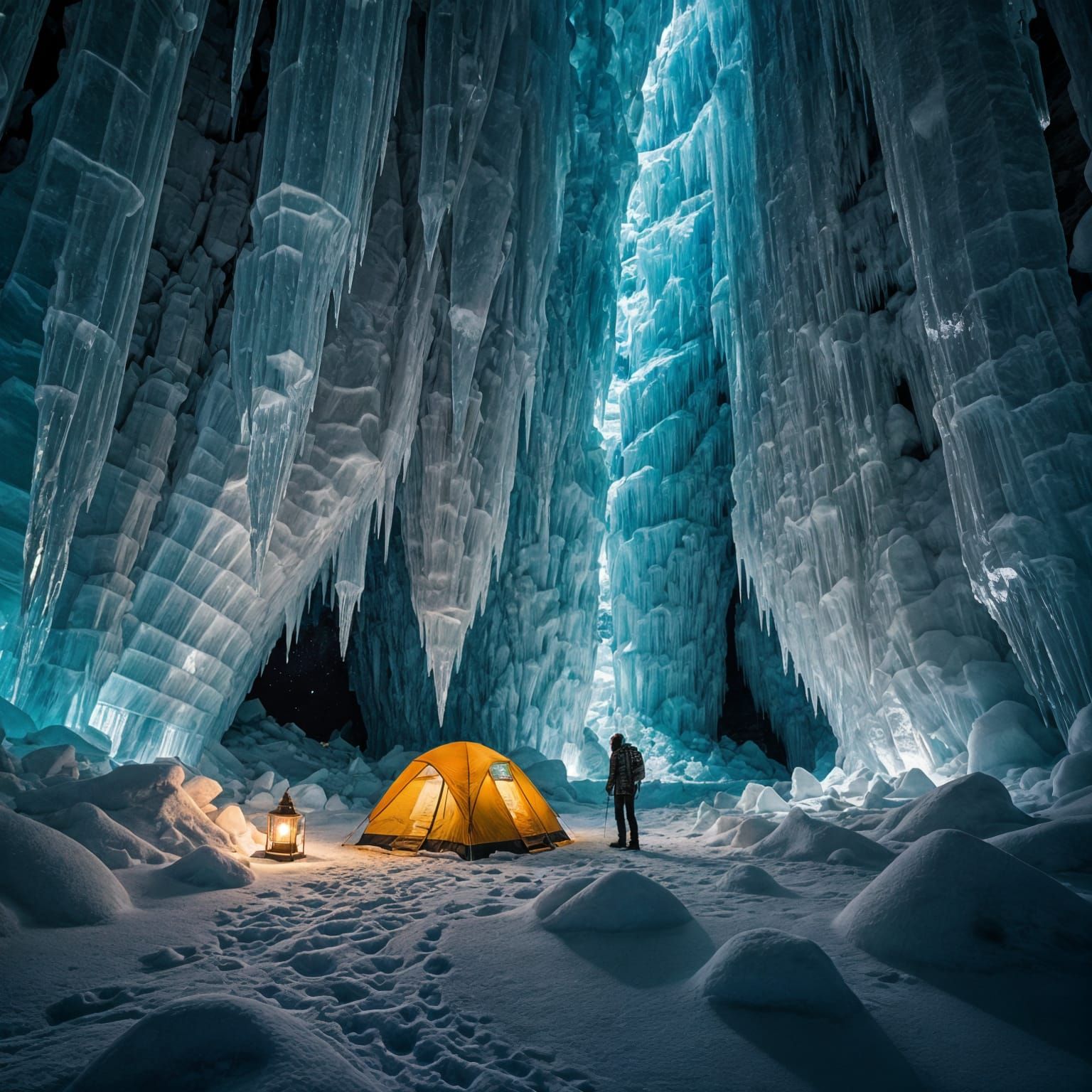 Surreal Ice Cathedral Landscape in Winter