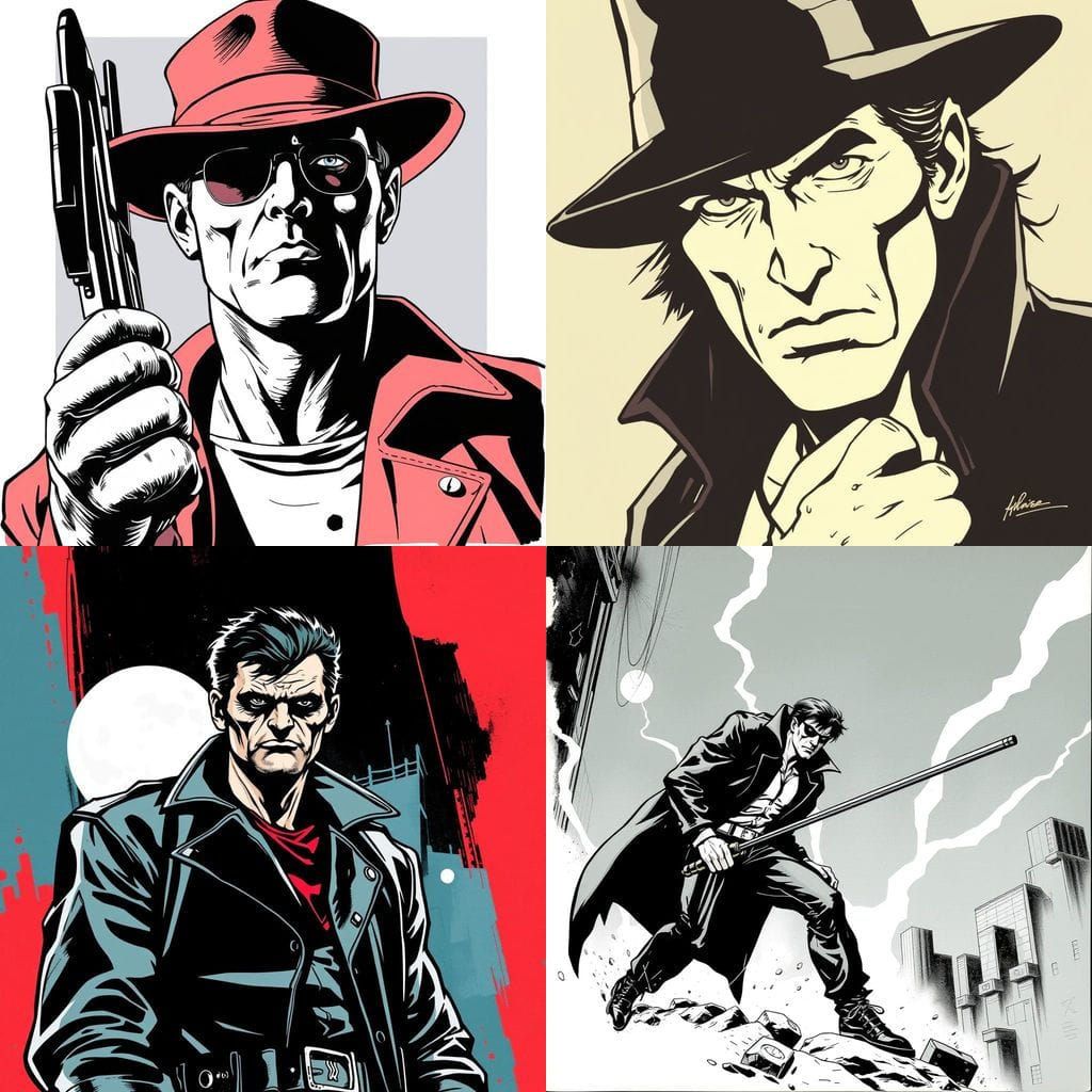 Dark Noir Cityscape in Comic Book Style