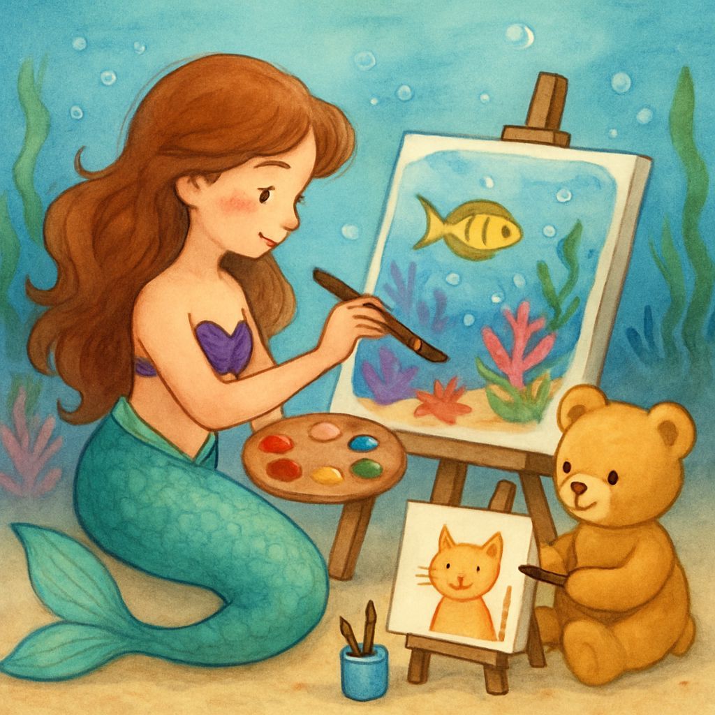Mermaid and Teddy Bear Art Creation