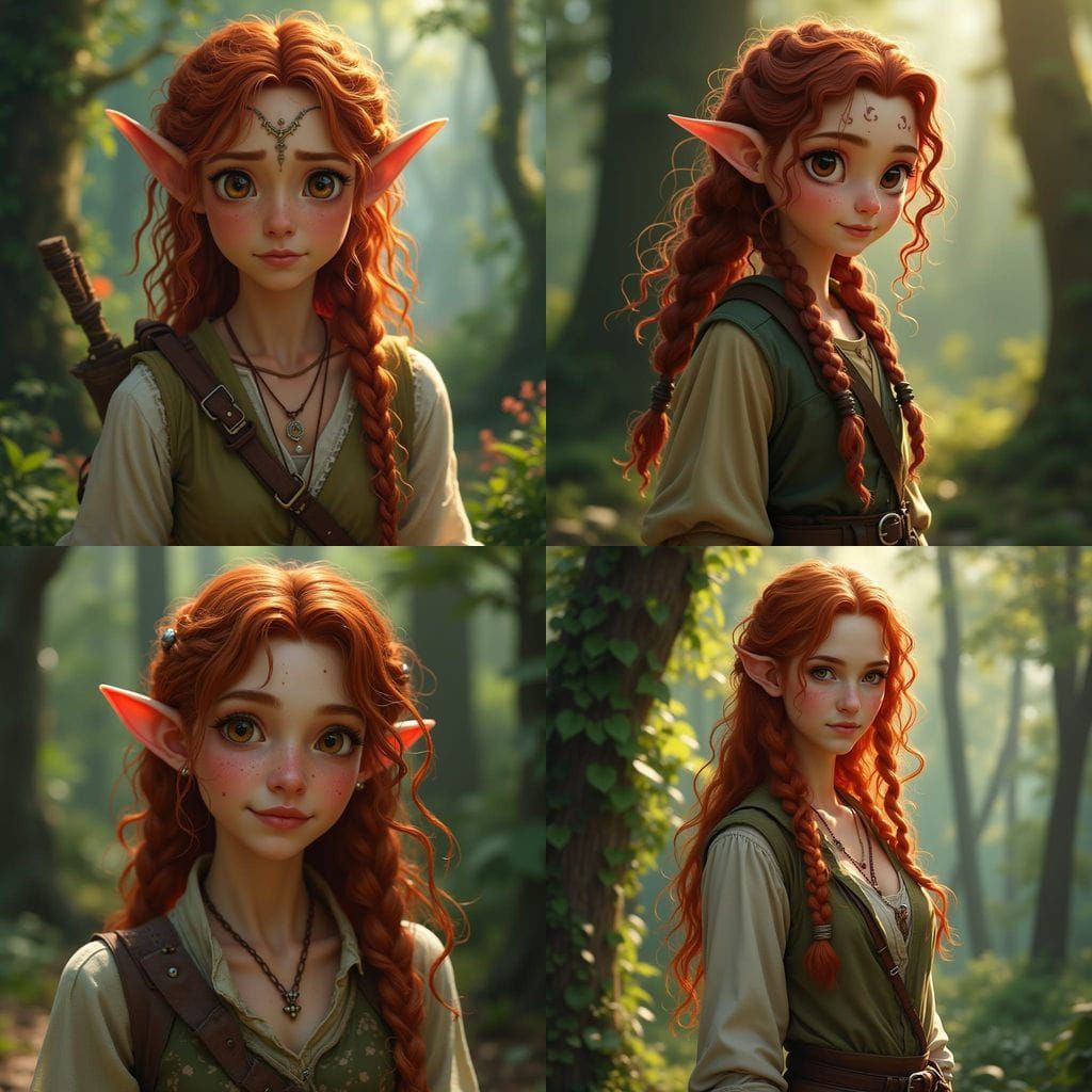 Wood Elf Druid Medora in Baldur's Gate 3 Style