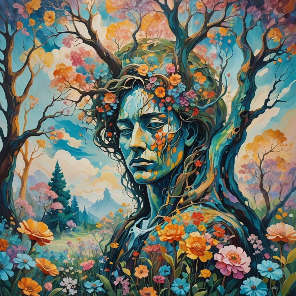 Surrealist Dreamscape with Melting Clockwork in Fauvist Styl...