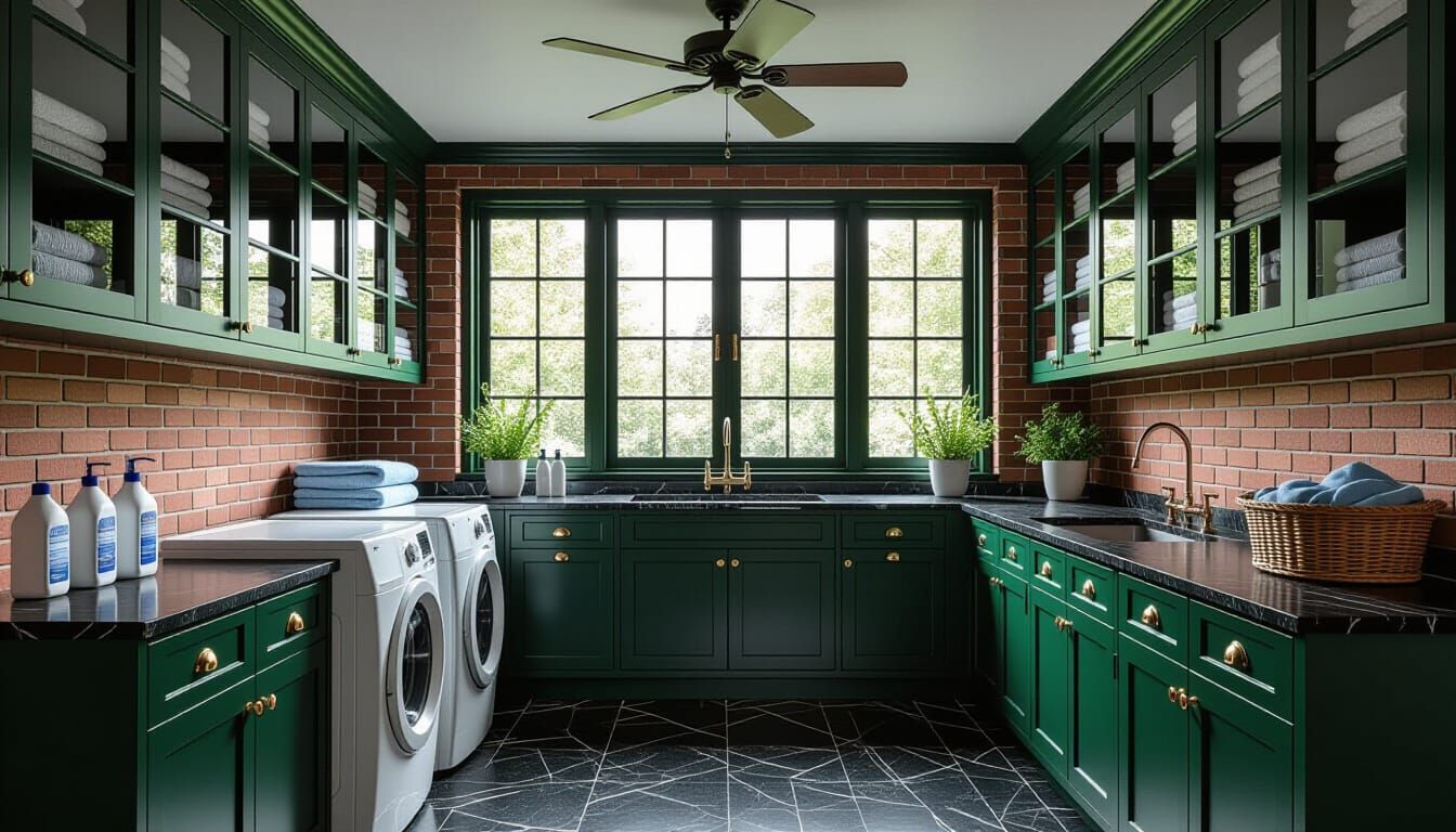 Vibrant Victorian Laundry Room with Glass Walls