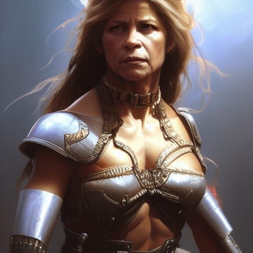 Linda Hamilton as Diablo 2 Amazon: Hyperdetailed Portrait