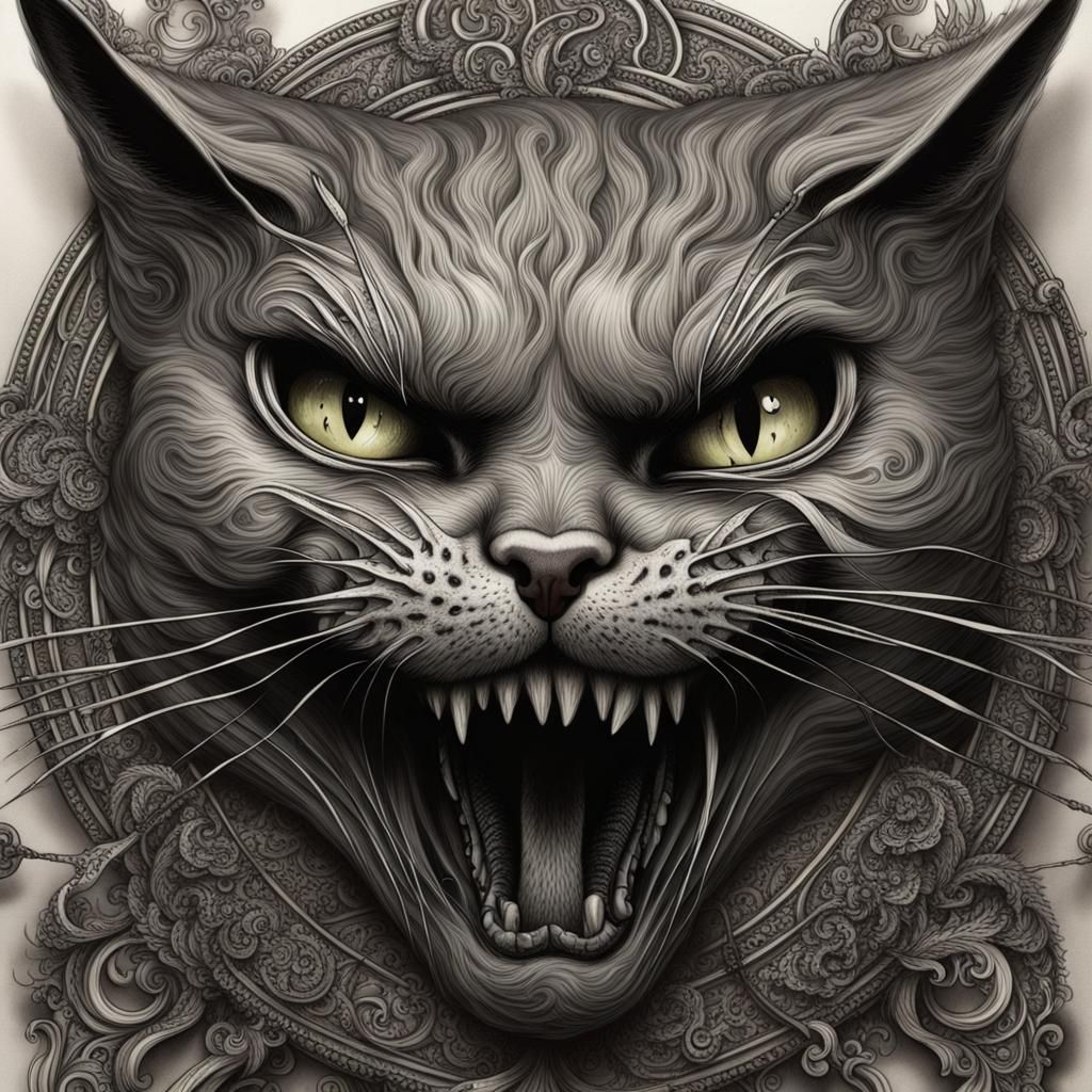 Detailed Macabre Image of an Evil Cat