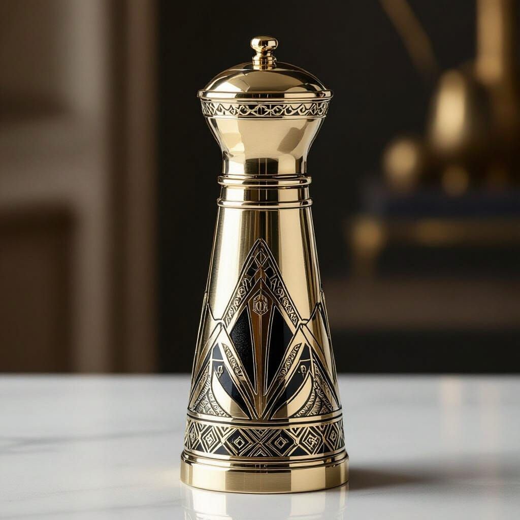 Luxurious Art Deco Peppermill with Intricate Details
