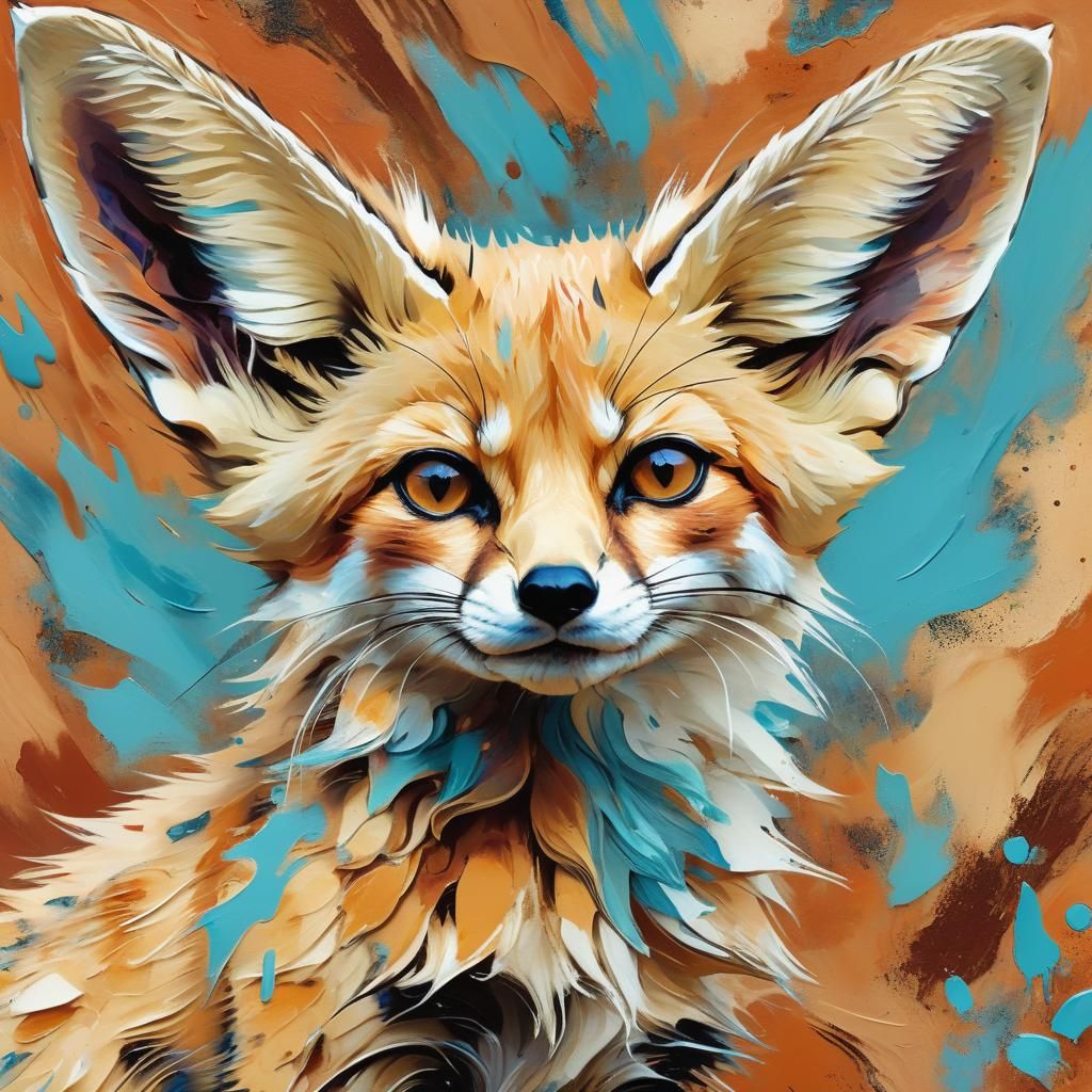 Fennec Fox Portrait in Abstract Expressionism